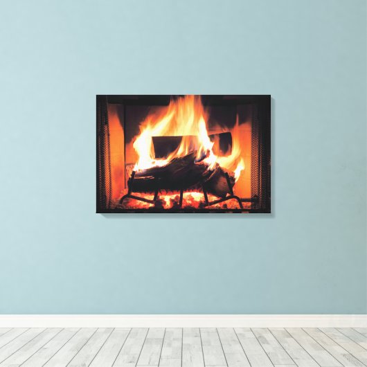 Fireplace Wrapped Canvas Afdruk (Insitu (Houten vloer))