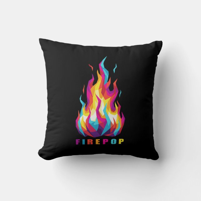 FIREPOP Colorful Polygonal Fire Kussen (Voorkant)