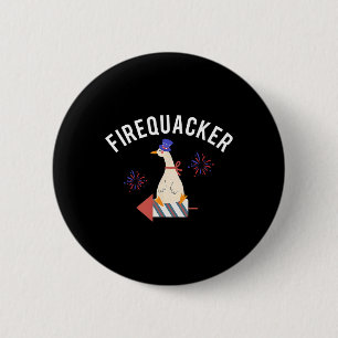 Firequacker Funny 4th of July Patriottische Gekke Ronde Button 5,7 Cm