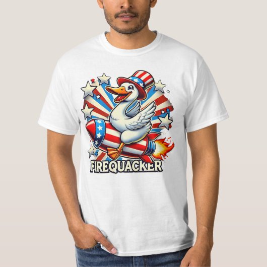 Firequacker - Grappige Patriottische Gans op een R T-shirt (Voorkant)