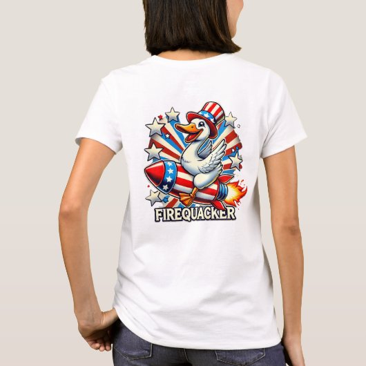 Firequacker - Grappige Patriottische Gans op een R T-shirt (Achterkant)