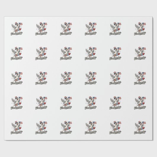 FireQuacker Patriottische Gans Vintage 4 juli Dek Cadeaupapier (Vlak)