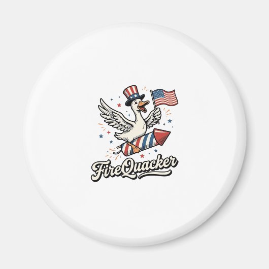 FireQuacker Patriottische Gans Vintage 4 juli Dek Magneet (Voorkant)