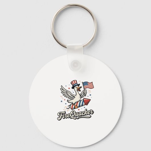 FireQuacker Patriottische Gans Vintage 4 juli Dek Sleutelhanger (Voorkant)