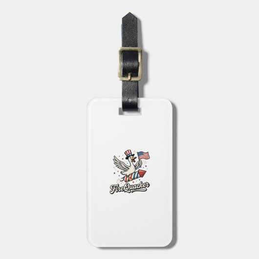 FireQuacker Patriottische Gans Vintage 4 juli Vers Bagagelabel (Voorkant verticaal)