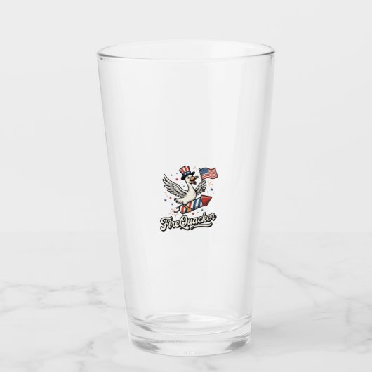 FireQuacker Patriottische Gans Vintage 4 juli Vers Glas (Voorkant)
