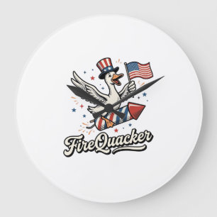 FireQuacker Patriottische Gans Vintage 4 juli Vers Grote Klok