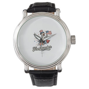 FireQuacker Patriottische Gans Vintage 4 juli Vers Horloge
