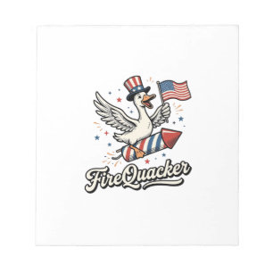 FireQuacker Patriottische Gans Vintage 4 juli Vers Notitieblok