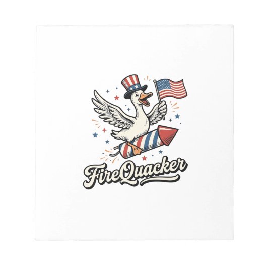 FireQuacker Patriottische Gans Vintage 4 juli Vers Notitieblok (Voorkant)