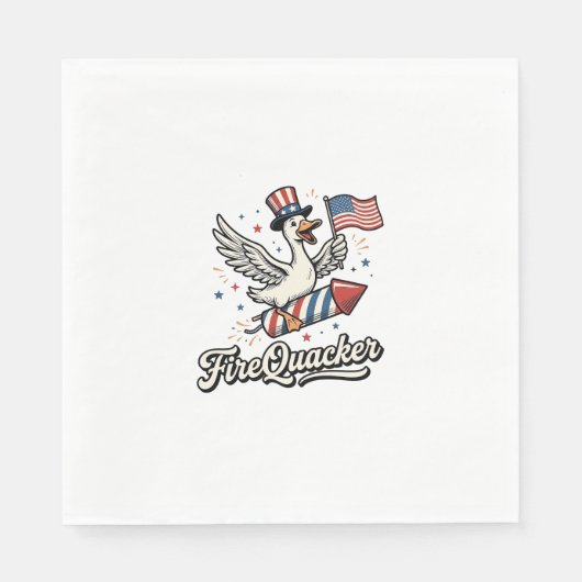 FireQuacker Patriottische Gans Vintage 4 juli Vers Servet (Voorkant)