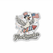 FireQuacker Patriottische Gans Vintage 4 juli Vers Sticker (Voorkant)