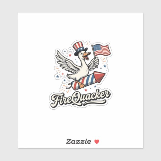 FireQuacker Patriottische Gans Vintage 4 juli Vers Sticker (Vel)