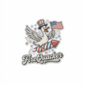 FireQuacker Patriottische Gans Vintage 4 juli Vers Sticker (Voorkant)