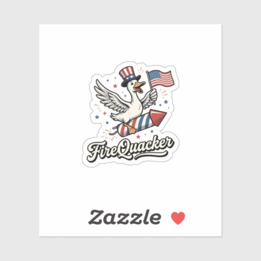FireQuacker Patriottische Gans Vintage 4 juli Vers Sticker (Vel)