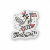 FireQuacker Patriottische Gans Vintage 4 juli Vers Sticker (Voorkant)