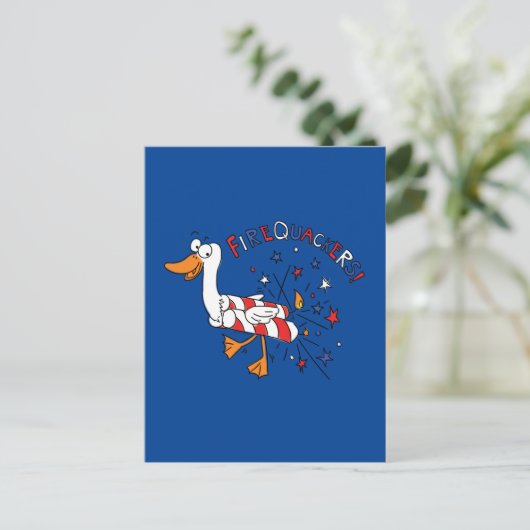 Firequackers 4 juli Briefkaart Duck (Staand voorkant)