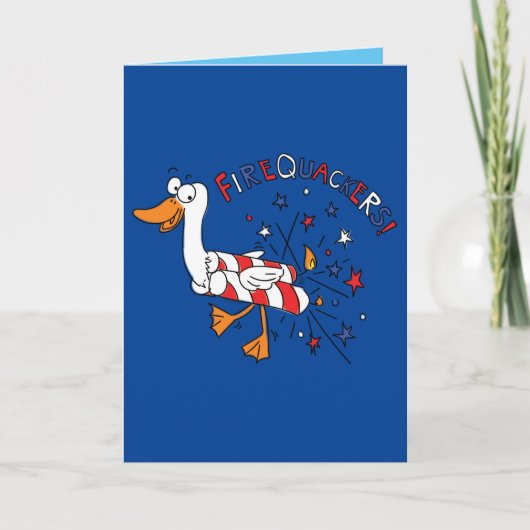 Firequackers 4 juli Duck Funny Wenskaart Kaart (Voorkant)