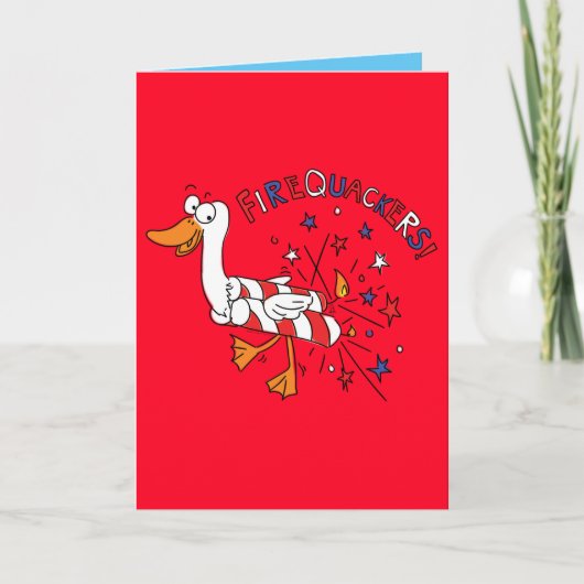Firequackers 4 juli Duck Funny Wenskaart Kaart (Voorkant)