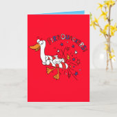 Firequackers 4 juli Duck Funny Wenskaart Kaart (Gele Bloem)