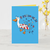 Firequackers 4 juli Duck Funny Wenskaart Kaart (Gele Bloem)