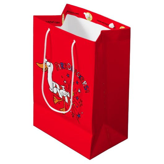 Firequackers 4 juli Duck Gift Bag Medium Cadeauzakje (Voorkant Gekanteld)