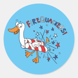 Firequackers 4 juli Duck Stickers