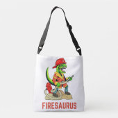 Firesaurus brandweerman dinosaurus T Rex Crossbody Tas (Achterkant)