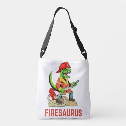 Firesaurus brandweerman dinosaurus T Rex Crossbody Tas (Achterkant)