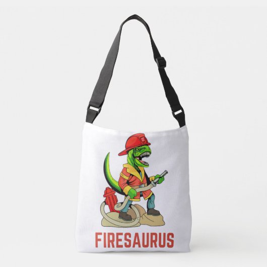 Firesaurus brandweerman dinosaurus T Rex Crossbody Tas (Voorkant)