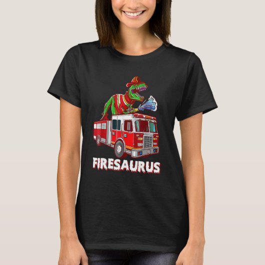 Firesaurus Firefighter Saurus Cute Firetruck Firem T-shirt (Voorkant)