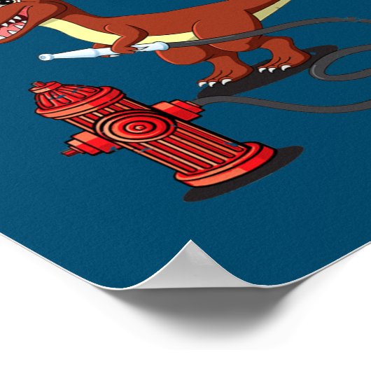 Firesaurus Rex Firefighter T Rex Dinosaur Fireman Poster (Hoek)