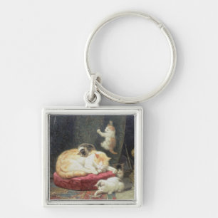 Fireside Bliss (olie op het paneel) Sleutelhanger
