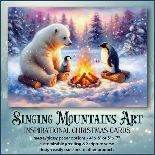 Fireside Faith Polar Beer Penguin Christmas Feestdagen Kaart