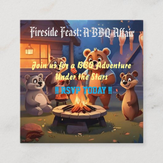 Fireside Feest: BBQ Bash uitnodiging Informatiekaartje (Voorkant)