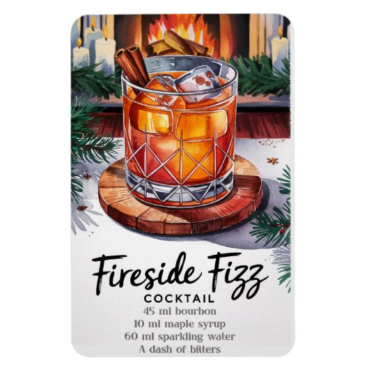 Fireside Fizz Vakantie Cocktail Recept Magneet (Verticaal)