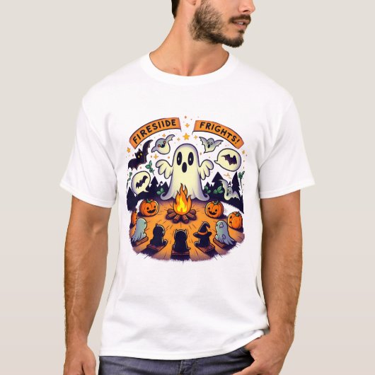 Fireside Frights | Halloween Tales Spooky Vibes T-shirt (Voorkant)