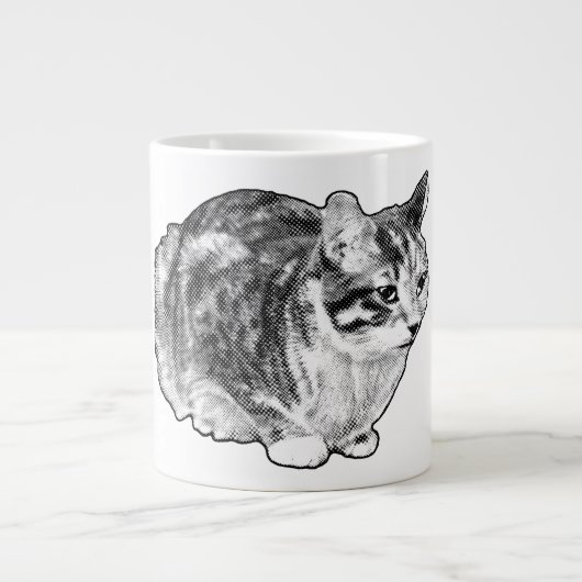 Fireside Tabby met Stippen met sneeuwkussen Grote Koffiekop (Voorkant)