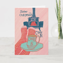 Fireside Tea Lover Cozy Christmas Feestdagen Kaart