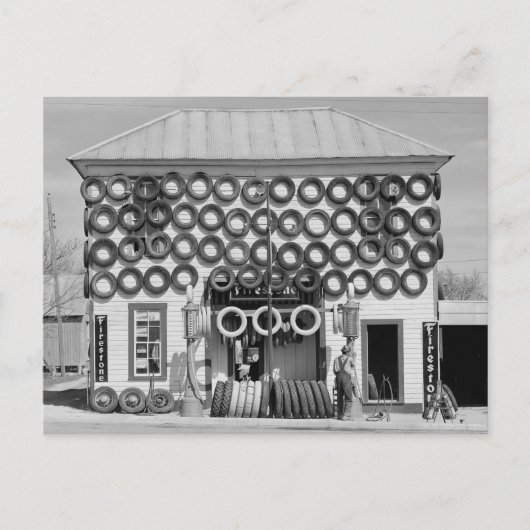 Firestone-bandenwinkel, 1940 briefkaart (Voorkant)