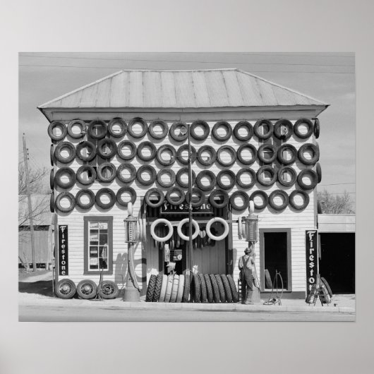 Firestone Tire Shop, 1940.  foto Poster (Voorkant)
