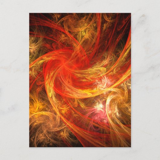 Firestorm Modern Abstracte Kunst Rood Goud Energie Briefkaart (Voorkant)