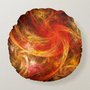 Firestorm Nova Abstract Art Round Pillow Rond Kussen