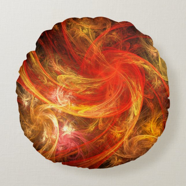Firestorm Nova Abstract Art Round Pillow Rond Kussen (Voorkant)