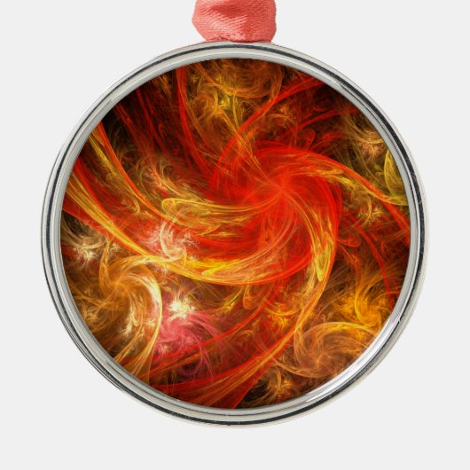 Firestorm Nova Abstracte Art Round Metalen Ornament (Voorkant)