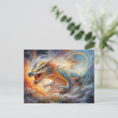 Firestorm Wrath – Chinese Airbrush Dragon in Flame Briefkaart (Staand voorkant)