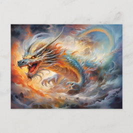 Firestorm Wrath – Chinese Airbrush Dragon in Flame Briefkaart