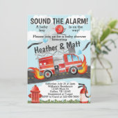 Firetruck Baby shower Invitation, Fireman Invite Kaart (Staand voorkant)