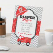 Firetruck Baby shower Luier Raffle Display Reclamebord Met Voetstuk (Insitu)