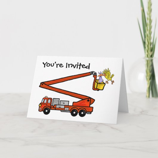 Firetruck Baby Shower Uitnodigingen aanpassen! (Voorkant)